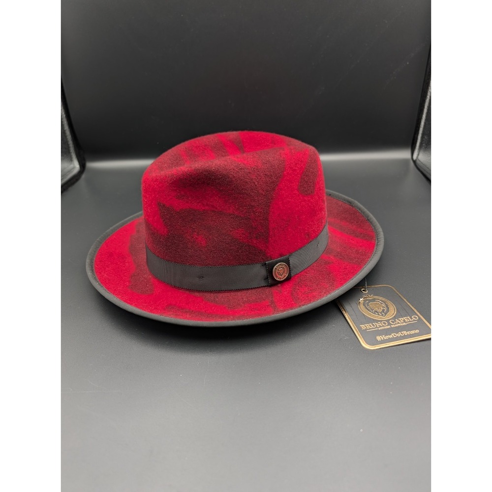 NEW Bruno Capelo Fashion Dress Fedora Hat 100% Wool Kingston Red‎ Medium